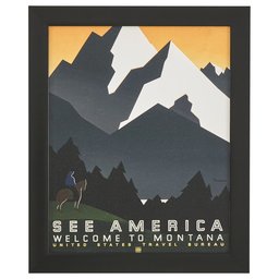 Amazon Brand – Rivet Vintage U.S. Parks Montana Poster, Black Barnwood Frame, 19