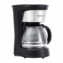 AmazonBasics 5-Cup Coffee Maker with Reusable Filter, Black and Stainless Steel