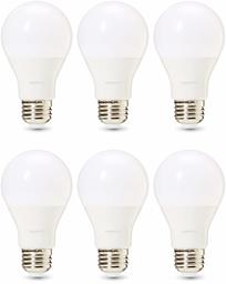 AmazonBasics Commercial Grade LED Light Bulb | 75-Watt Equivalent, A19, Daylight, Dimmable, 6-Pack