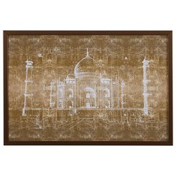 Amazon Brand – Rivet White on Bronze Print of Taj Mahal Wall Art, Bronze Frame, 32