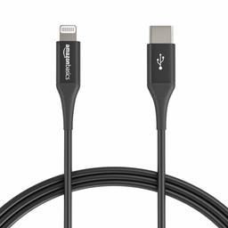 AmazonBasics Premium USB-C to Lightning Cable, MFi Certified iPhone Charger - Black, 1-Foot