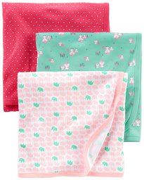 Simple Joys by Carter's Baby Girls' 3-Pack Cotton Swaddle Blankets