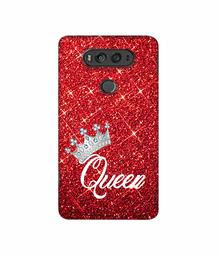 Amazon Brand - Solimo Designer Queen On Red Glitter 3D Printed Hard Back Case Mobile Cover for LG V20