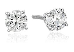 IGI-Certified 14k White Gold Round Cut Diamond Stud Earrings (3/4 cttw, H-I Color, I1 Clarity)