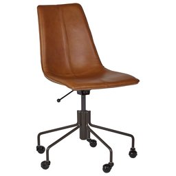 Rivet Industrial Slope Top-Grain Leather Swivel Office Chair, 24.41