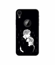 Amazon Brand - Solimo Designer Couples Standing in Rain 3D Printed Hard Back Case Mobile Cover for Apple iPhone XR (Logo Cut)