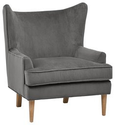 Amazon Brand – Rivet Chelsea Velvet Wing-Back Accent Chair, Otter Grey