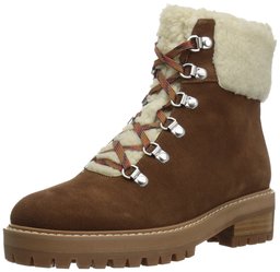 The Fix Women's Mika Hiker Boot with Faux Shearling Trim, Bourbon, 7.5 B US