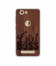 Amazon Brand - Solimo Designer Girl Boss On Wood UV Printed Soft Back Case Mobile Cover for Gionee F103 Pro