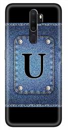 Amazon Brand - Solimo Designer Button Jeans Alphabet-U 3D Printed Hard Back Case Mobile Cover for Oppo A5 (2020)