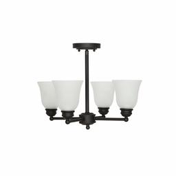 Amazon Brand – Ravenna Home Classic 4 Light Semi-flush Mount Chandelier, Bulbs Included, 14.5