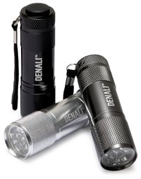 Denali Super Bright 9-LED Heavy-Duty Compact Aluminum Flashlight, 3-Pack