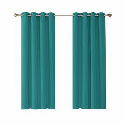 UMI by Amazon Eyelet Blackout Curtains Thermal Insulated Energy Saving Curtains for Bedroom 46 x 54 Inch Turquoise Two Panels