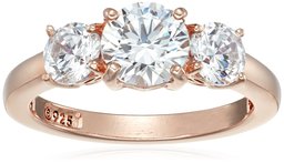 Rose-Gold-Plated Sterling Silver Round 3-Stone Ring made with Swarovski Zirconia (3 cttw), Size 6