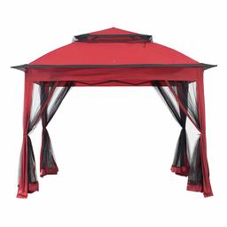 AmazonBasics Outdoor Patio Garden Pop Up Gazebo with Mosquito Net - Terra Cotta Red