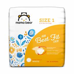 Amazon Brand - Mama Bear Diapers Size 1, 54 Count, White Print (1 Pack)