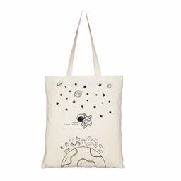 EONO Cotton Canvas Tote Bag Reusable Shopping Bag | Grocery Shoulder Bags | Eco-Friendly Gifts for Women, Kids, Girls | Handbags | Printed Houston - Natural | 0101B01