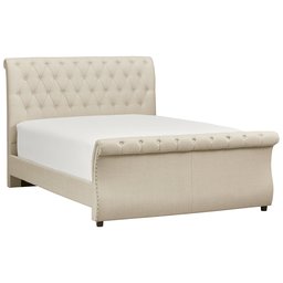 Stone & Beam Chanton Tufted Upholstered Queen Sleigh Bed with Headboard, 95.5