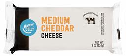 Amazon Brand - Happy Belly Medium Cheddar Cheese Block, 8 Ounce