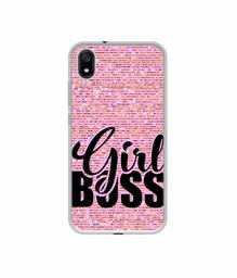 Amazon Brand - Solimo Designer Girl Boss On Pink Sparkle UV Printed Soft Back Case Mobile Cover for Mi Redmi 7A