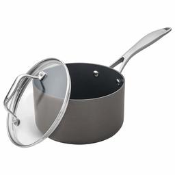 Stone & Beam Sauce Pan With Lid, 2-Quart, Hard-Anodized Non-Stick Aluminum (Renewed)