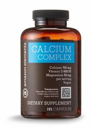 Amazon Elements Calcium Complex with Vitamin D, Vegan, 195 Capsules