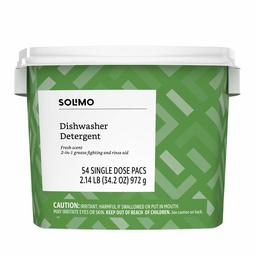 Amazon Brand - Solimo Dishwasher Detergent Pacs, Fresh Scent, 54 Count