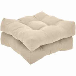 Amazon Basics Tufted Outdoor Seat Patio Cushion - Pack of 2, 19 x 19 x 5 Inches, Khaki