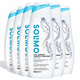 Marchio Amazon - Solimo Shampoo e balsamo antiforfora 2 in 1 per uso quotidiano- Confezione da 6 (6 flaconi x 400 ml)