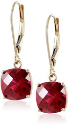 Boucles d'oreilles dorées en or 10 carats avec motif damier et pierre précieuse,Rubis synthétique,8mm