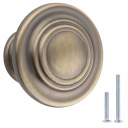 AmazonBasics Bouton de placard traditionnel Diamètre 3,17 cm Laiton vieilli Lot de 10