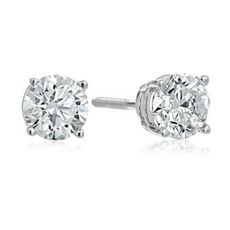 IGI Certified 14k White Gold Round Cut Diamond Stud Earrings (1 cttw, H-I Color, I1 Clarity)