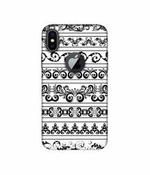 Amazon Brand - Solimo Designer Black Multi Patterns 3D Printed Hard Back Case Mobile Cover for Apple iPhone X (Logo Cut)