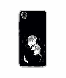 Amazon Brand - Solimo Designer Couples Standing in Rain UV Printed Soft Back Case Mobile Cover for Vivo Y90