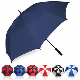 Eono by Amazon - Grand Parapluie de Golf, 62 inch, à Double Voilure et Ouverture Automatique, Protection Contre Le Vent, Grand Format Golf Umbrella, Navy