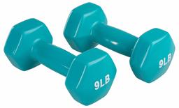 AmazonBasics Vinyl 9 Pound Dumbbells - Set of 2, Light Blue