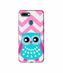 Amazon Brand - Solimo Designer Sky Blue Owl 3D Printed Hard Back Case Mobile Cover for Oppo A7