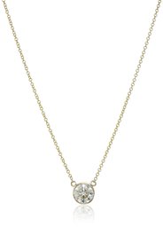 Amazon Collection14k Yellow Gold Bezel Set Solitaire Adjustable Pendant Necklace (3/4cttw, J-K Color, I1-I2 Clarity), 16