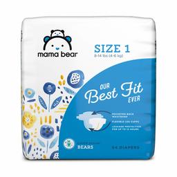 Amazon Brand - Mama Bear Best Fit Diapers Size 1, 54 Count, Bears Print [Packaging May Vary]