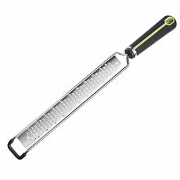 AmazonBasics Hand Zester and Grater with Stainless Steel Blade, Soft Grip Handle, Grey and Green