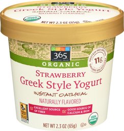 365 Everyday Value, Organic Strawberry Greek Style Yogurt Instant Oatmeal, 2.3 Ounce