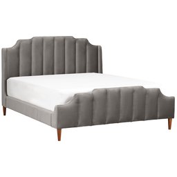 Rivet Gwyneth Mid-Century Velvet Queen Bed with Headboard, 92.1