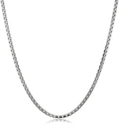 Sterling Silver Italian 1.2 mm Diamond Cut Box Chain Necklace, 18