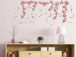 Amazon Brand - Solimo Wall Sticker for Living Room (Cherry Blossom Garlands, Ideal Size on Wall - 70 cm x 50 cm)