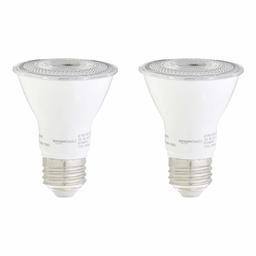 AmazonBasics 50W Equivalent, 3000K White, Dimmable, 10,000 Hour Lifetime, PAR20 LED Light Bulb | 2-Pack