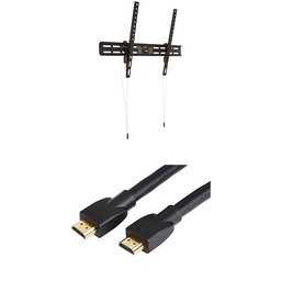 AmazonBasics Heavy-Duty Tilting TV Wall Mount for 37-inch to 80-inch TVs & High-Speed HDMI Cable - 15 Feet (Latest Standard)