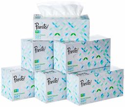 Amazon Brand - Presto! 2 Ply Facial Tissue Carton Box - 200 Pulls (Pack of 6)