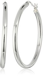 Sterling Silver 3x20 Polished Click Top Hoop Earrings