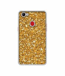 Amazon Brand - Solimo Designer Golden Sparkle UV Printed Soft Back Case Mobile Cover for Oppo F7