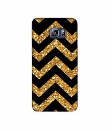 Amazon Brand - Solimo Designer Golden Zik Zak Pattern 3D Printed Hard Back Case Mobile Cover for Samsung Galaxy S6 Edge Plus